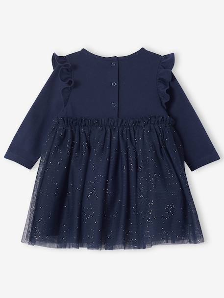 Baby girl's Christmas dress with glittery tulle underskirt navy blue - vertbaudet enfant 