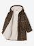 Leopard Print Wool Blend Hooded Coat for Girls brown - vertbaudet enfant 