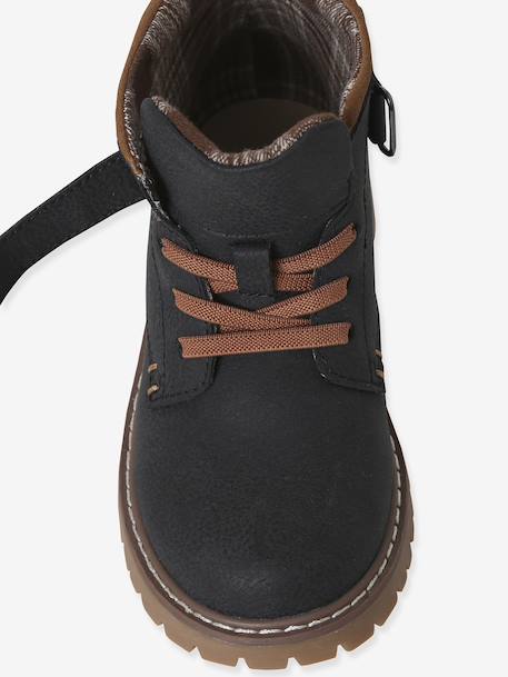 Boys' synthetic boots with hook and loop fasteners black - vertbaudet enfant 