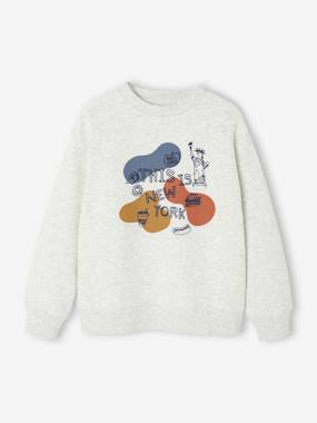 -Sweatshirt with Print & Round Neckline for Boys 