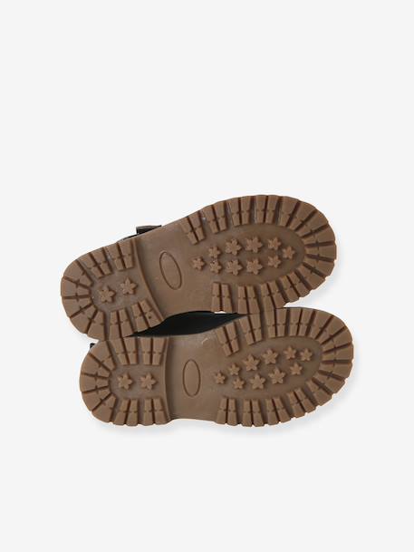 Boys' synthetic boots with hook and loop fasteners black - vertbaudet enfant 