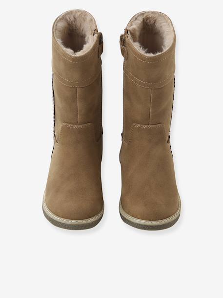 Faux-Fur Lined Zip-Up Boots for Girls camel - vertbaudet enfant 