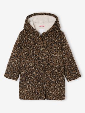 Manteau fille à capuche drap de laine léopard - vertbaudet enfant Fille-Manteau fille à capuche drap de laine léopard