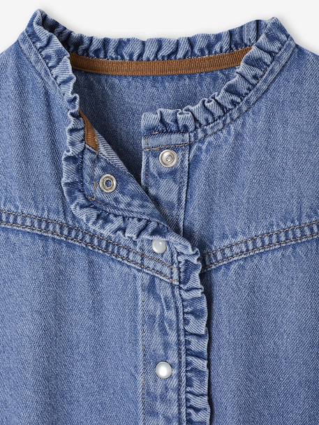 Fancy Denim Dress for Girls medium blue - vertbaudet enfant 