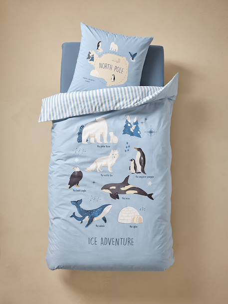 PÔLE NORD duvet cover set + pillowcase for children, with recycled cotton ocean blue - vertbaudet enfant 