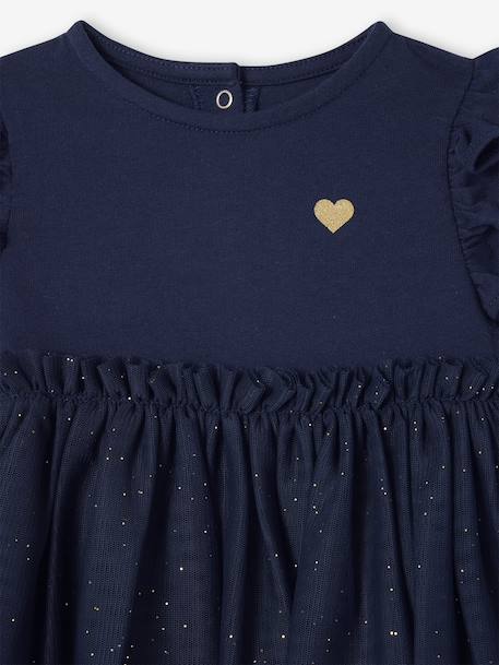 Baby girl's Christmas dress with glittery tulle underskirt navy blue - vertbaudet enfant 