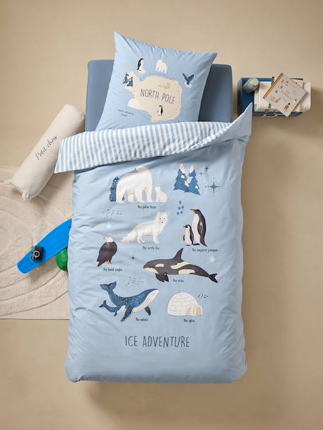 PÔLE NORD duvet cover set + pillowcase for children, with recycled cotton ocean blue - vertbaudet enfant 