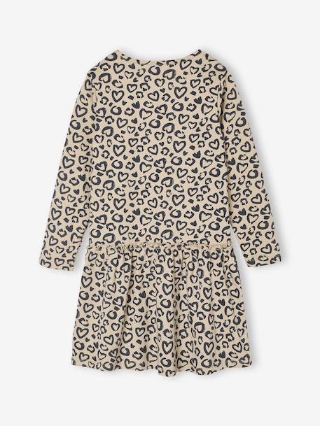 Long Sleeve Printed Dress for Girls rose+sand beige - vertbaudet enfant 