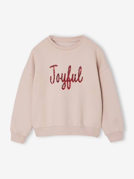 Christmas Sweatshirt with Sequinned Message for Girls rosy - vertbaudet enfant 