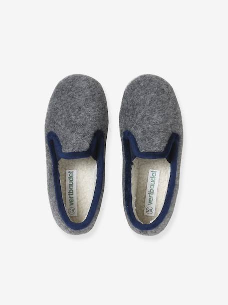 Elasticated Velour Slippers for Children grey+navy blue - vertbaudet enfant 