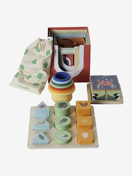 Coffret 5 jouets d’éveil bois FSC® multicolore - vertbaudet enfant 