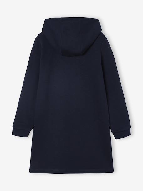 Fleece Dress with Hood & Fancy Details for Girls anthracite+green+marl grey+navy blue - vertbaudet enfant 