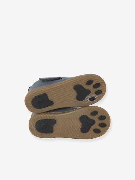 Canvas touch-fastening slippers for babies printed blue - vertbaudet enfant 