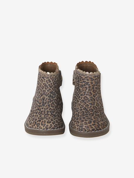 Boots bébé fille cuir zippées beige imprimé+bordeaux+CAMEL+marine+noir - vertbaudet enfant 