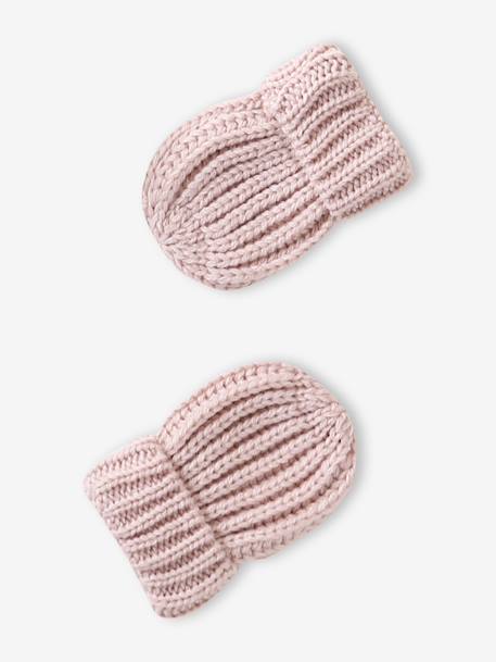 Ensemble bonnet, snood et moufles bébé rose pâle - vertbaudet enfant 