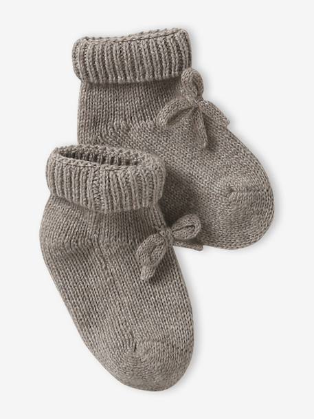 Beanie & Booties Set in Wool & Cashmere for Newborns marl beige - vertbaudet enfant 