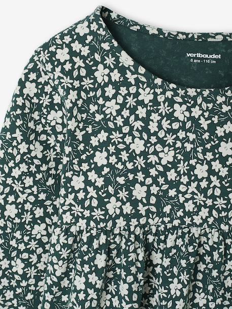 Ensemble fille cardigan et robe imprimée fleurs camel+vert de gris - vertbaudet enfant 