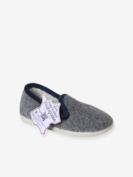 Elasticated Velour Slippers for Children grey+navy blue - vertbaudet enfant 
