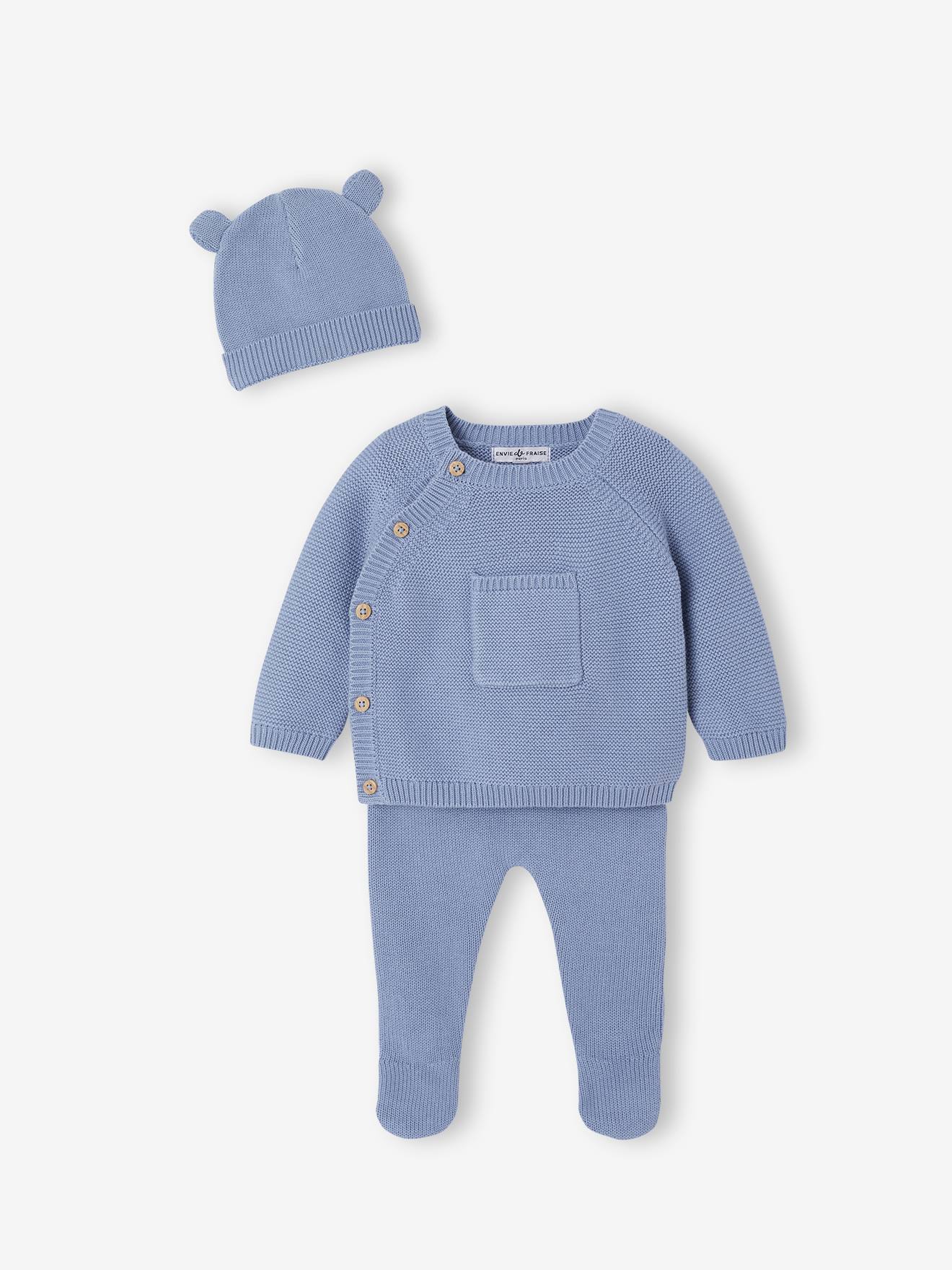 Newborn knitted set ENVIE DE FRAISE - crystal blue, Baby