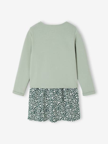 Ensemble fille cardigan et robe imprimée fleurs camel+vert de gris - vertbaudet enfant 