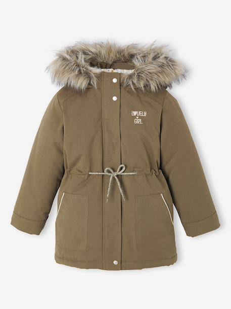 3-in-1 Parka with Hood for Girls GREEN DARK SOLID+grey green+khaki+PURPLE MEDIUM SOLID - vertbaudet enfant 