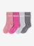 Pack of 4 Pairs of Ankle Socks with 'Message' Detail dusky pink - vertbaudet enfant 