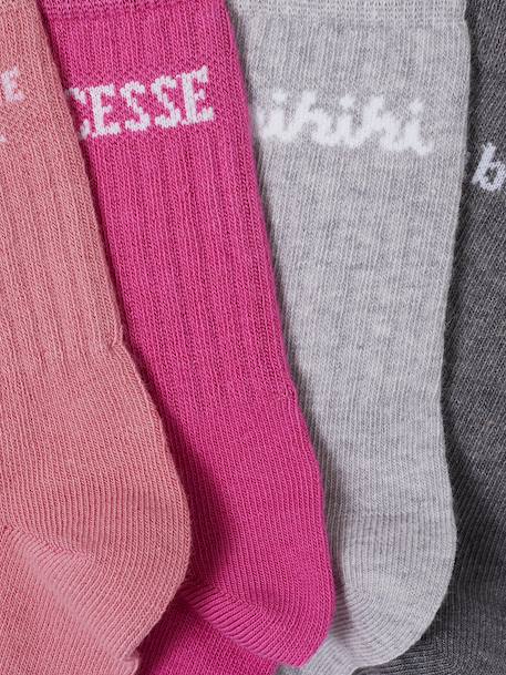 Pack of 4 Pairs of Ankle Socks with 'Message' Detail dusky pink - vertbaudet enfant 