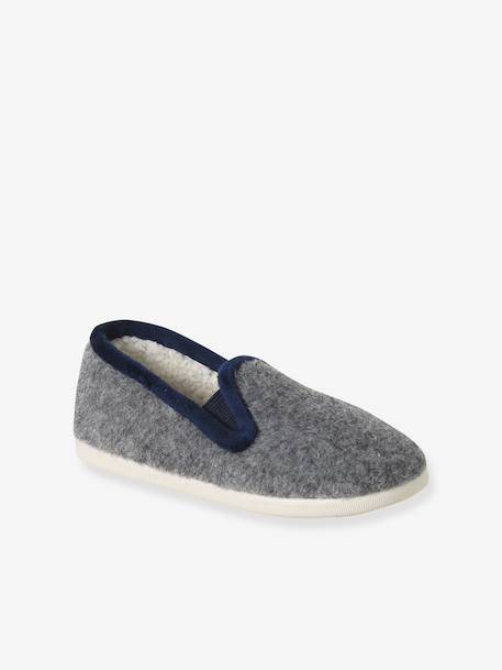 Elasticated Velour Slippers for Children grey+navy blue - vertbaudet enfant 