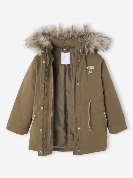 Parka fille 3 en 1 hiver à capuche DARK GREEN+kaki+PURPLE DARK+vert de gris - vertbaudet enfant 