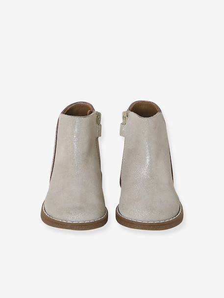Zipped Leather Boots for Babies black+gold - vertbaudet enfant 