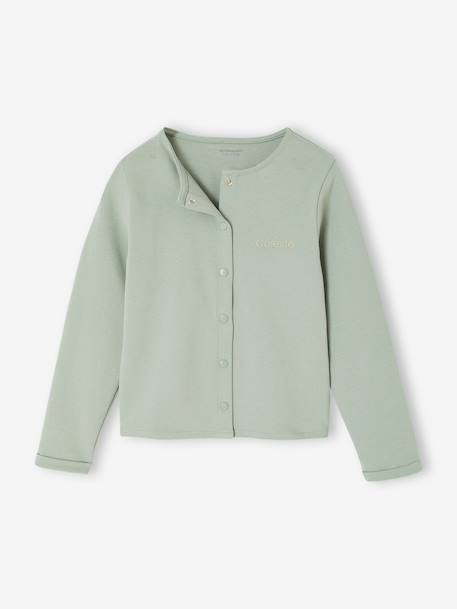 Ensemble fille cardigan et robe imprimée fleurs camel+vert de gris - vertbaudet enfant 