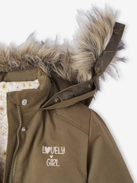 3-in-1 Parka with Hood for Girls GREEN DARK SOLID+grey green+khaki+PURPLE MEDIUM SOLID - vertbaudet enfant 