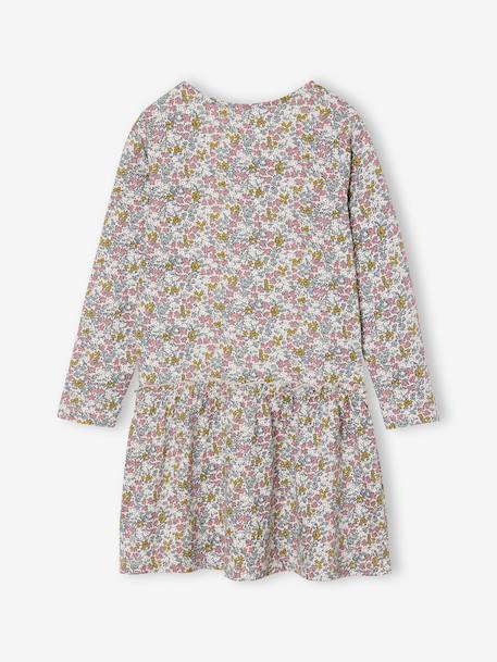Long Sleeve Printed Dress for Girls rose+sand beige - vertbaudet enfant 