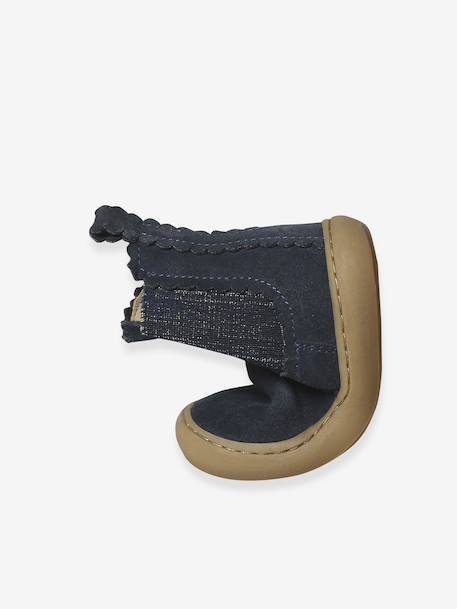 Leather Zipped & Elasticated Chelsea Boots for Babies navy blue - vertbaudet enfant 