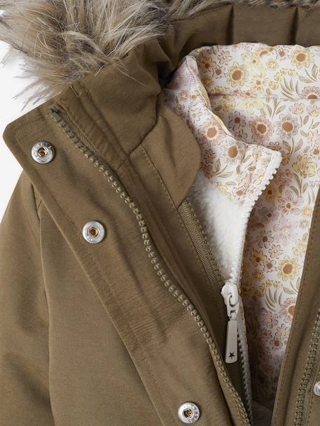Parka fille 3 en 1 hiver à capuche DARK GREEN+kaki+PURPLE DARK+vert de gris - vertbaudet enfant 