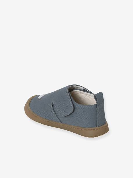 Canvas touch-fastening slippers for babies printed blue - vertbaudet enfant 