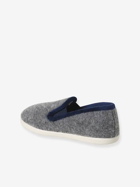 Elasticated Velour Slippers for Children grey+navy blue - vertbaudet enfant 