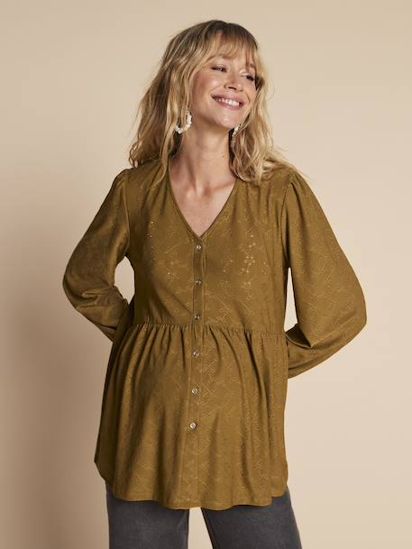 Tee-shirt blouse grossesse noir+olive - vertbaudet enfant 