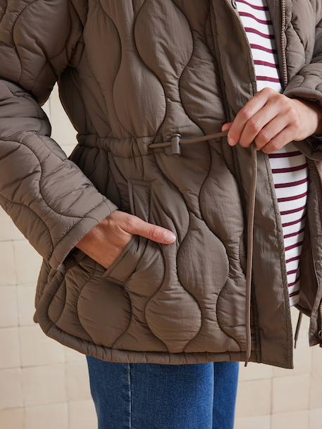 Veste manteau matelassée évolutive grossesse et post-grossesse taupe - vertbaudet enfant 