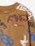 Tee-shirt garçon effet sweat imprimé blanc chiné+écru+lichen+noix de pécan - vertbaudet enfant 