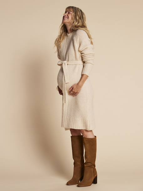 Robe de grossesse en tricot beige+gris perle - vertbaudet enfant 