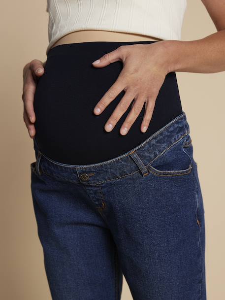 Jean de grossesse mom slim fit bandeau détachable bleu foncé+stone - vertbaudet enfant 