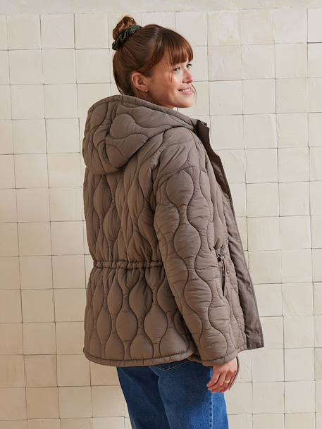Veste manteau matelassée évolutive grossesse et post-grossesse taupe - vertbaudet enfant 