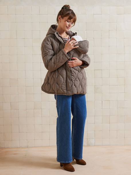 Veste manteau matelassée évolutive grossesse et post-grossesse taupe - vertbaudet enfant 
