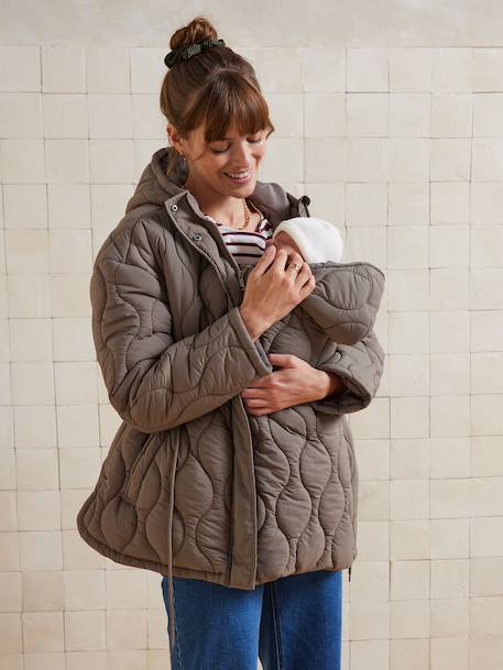 Veste manteau matelassée évolutive grossesse et post-grossesse taupe - vertbaudet enfant 