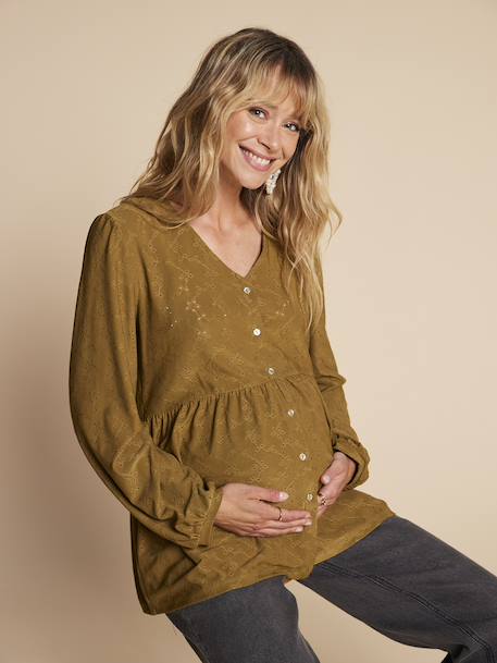 Tee-shirt blouse grossesse noir+olive - vertbaudet enfant 