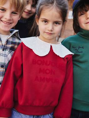 -Sweat fille col claudine broderie anglaise