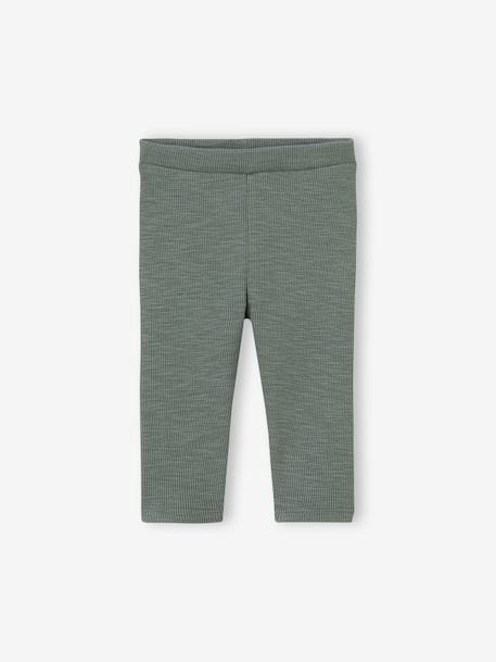 Ribbed Knit Leggings for Babies green+pale pink+rosy - vertbaudet enfant 
