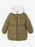 Long Hooded Padded Jacket for Girls khaki+old rose - vertbaudet enfant 