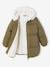 Long Hooded Padded Jacket for Girls khaki+old rose - vertbaudet enfant 